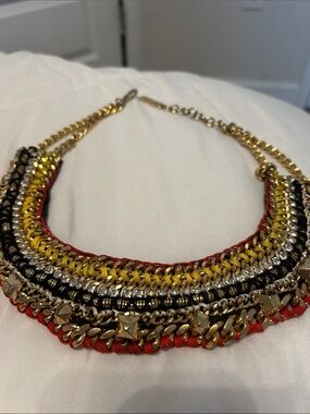 Vince Camuto Statement Chain Collar Necklace - Gold, Black, Red